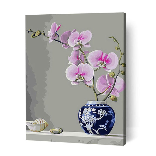 Orchids in Blue Vase - Paint Art Australia